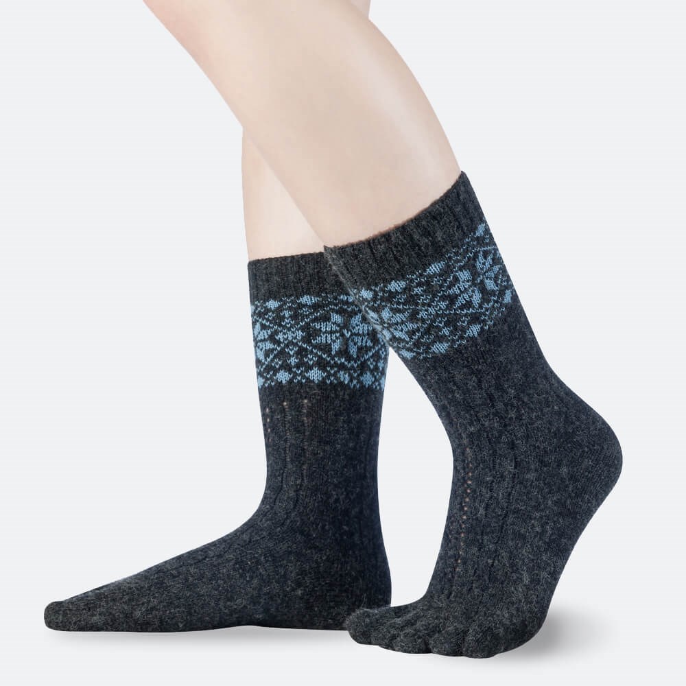 BÄR Snowflakes Zehensocken - Dunkelgrau / Blau